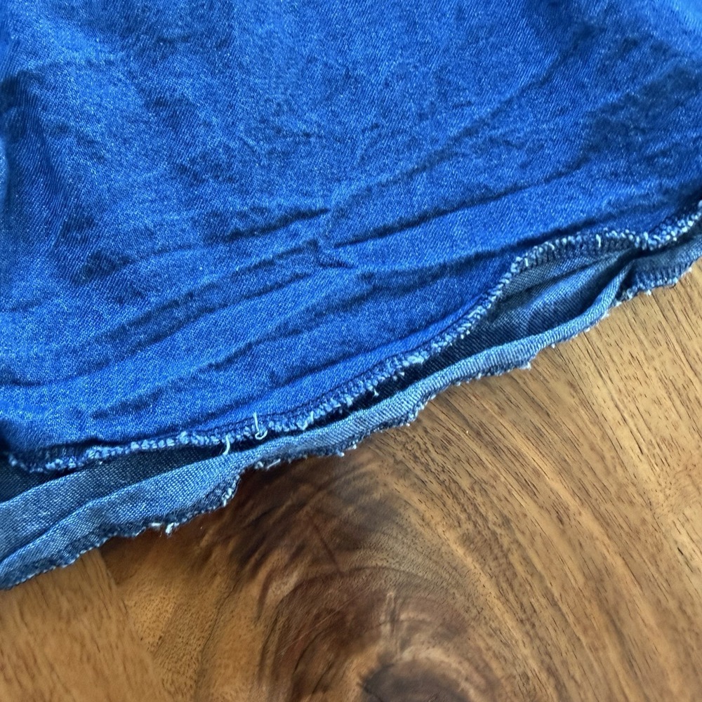 Wrangler Mens 3X Western Denim Shirt Blue Pearl Snap Raw Hem Long Sleeve Big - Picture 7 of 8